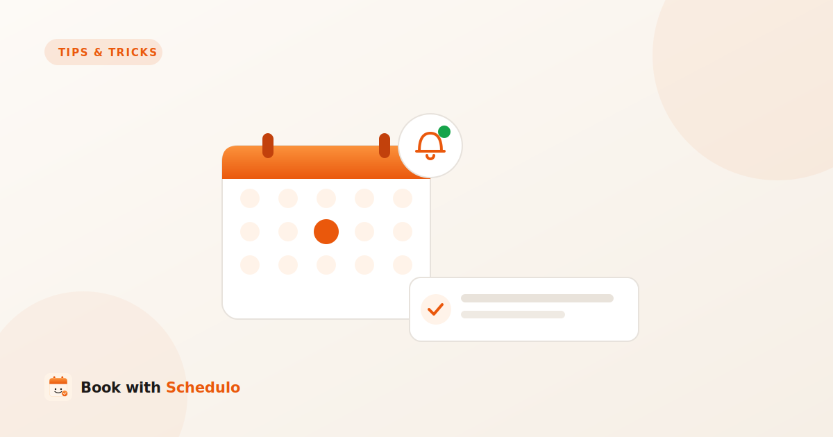 Illustration of a calendar with an appointment reminder bell and a sent-reminder notification
